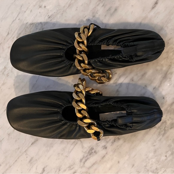Stella McCartney Black Falabella Ballerina Flats Size 38 - Picture 1 of 7